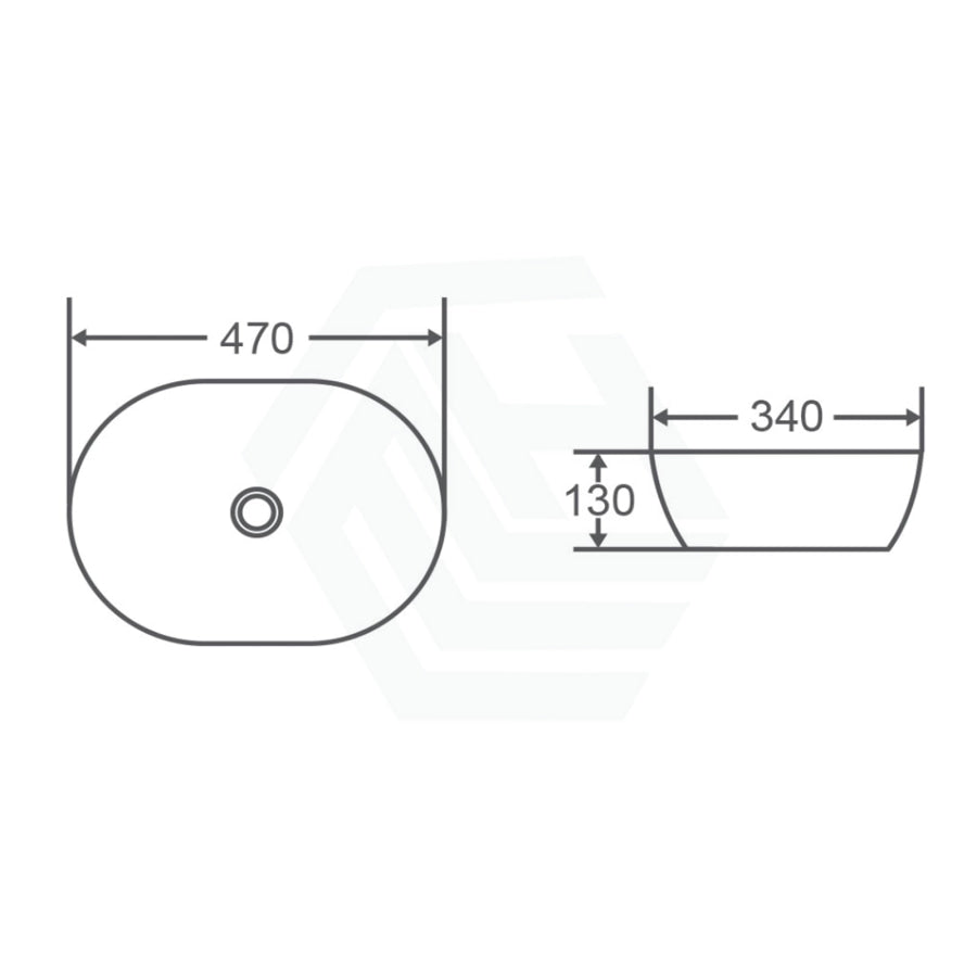 470X340X130Mm Oval Matt Pink Above Counter Ceramic Basin Top