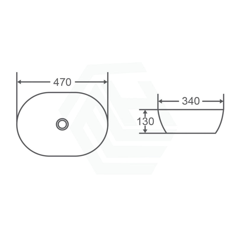 470X340X130Mm Oval Matt Pink Above Counter Ceramic Basin Top