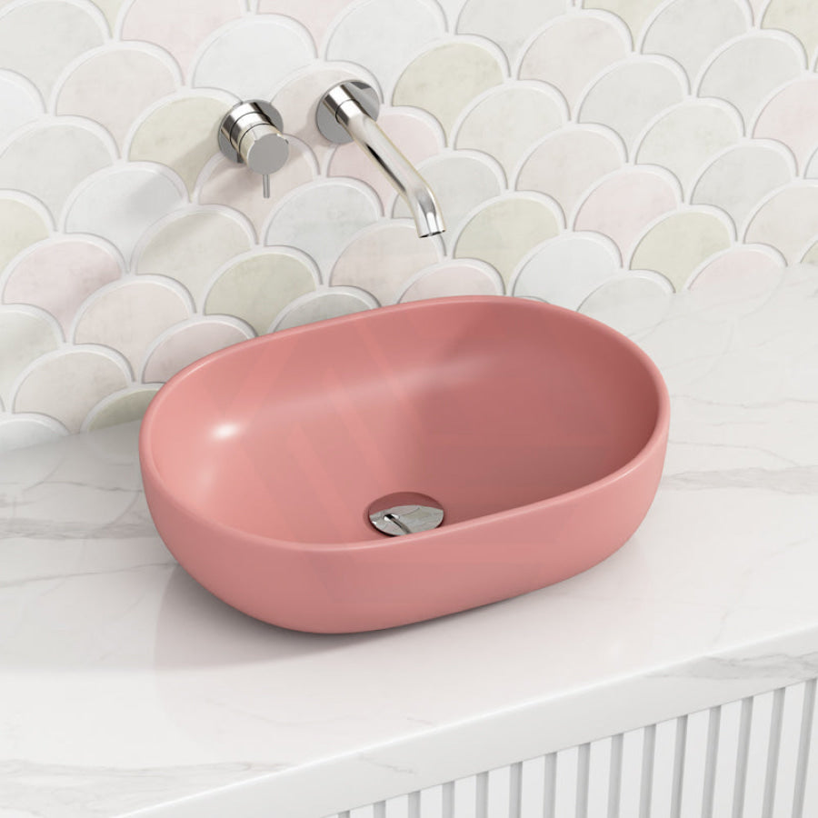 470X340X130Mm Oval Matt Pink Above Counter Ceramic Basin Top Other Colour Basins