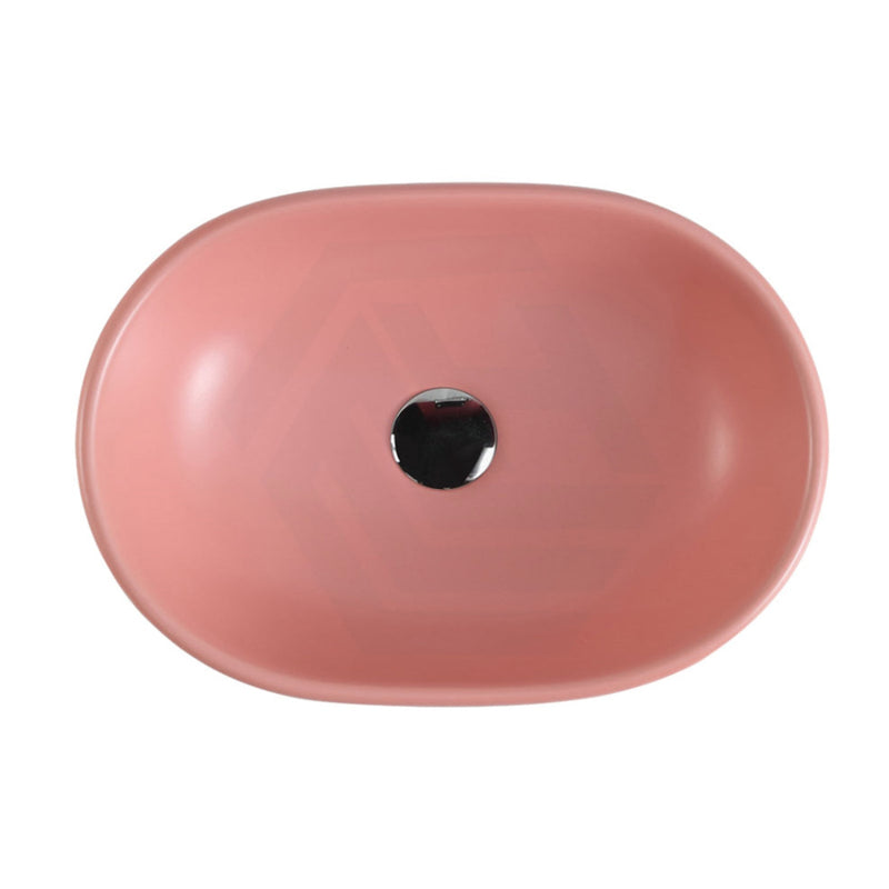 470X340X130Mm Oval Matt Pink Above Counter Ceramic Basin Top