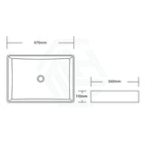 470X360X110Mm Ceramic Basin Above Counter Rectangle Carrara Marble Matt Black Basins