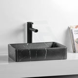 470X360X110Mm Ceramic Basin Above Counter Rectangle Carrara Marble Matt Black Basins