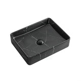 470X360X110Mm Ceramic Basin Above Counter Rectangle Carrara Marble Matt Black Basins