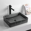 470X360X110Mm Ceramic Basin Above Counter Rectangle Carrara Marble Matt Black Basins