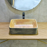 470X365X130Mm Rectangle Porcelain Above Counter Basin Bathroom Wash Art Pumpkin&green Exterior