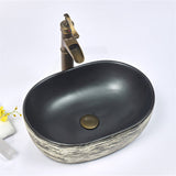 475X340X130Mm Oval Black Interior Porcelain Basin