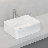 475X370X140Mm Rectangle Above Counter Gloss White Ceramic Basin Basins