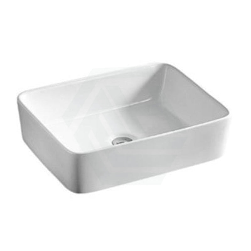 475X370X140Mm Rectangle Above Counter Gloss White Ceramic Basin