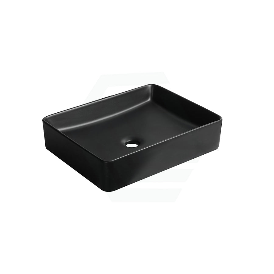 480X370X110Mm Ceramic Basin Above Counter Rectangle Matt Black Basins