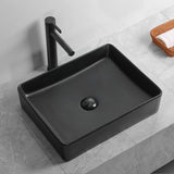 480X370X110Mm Ceramic Basin Above Counter Rectangle Matt Black Basins