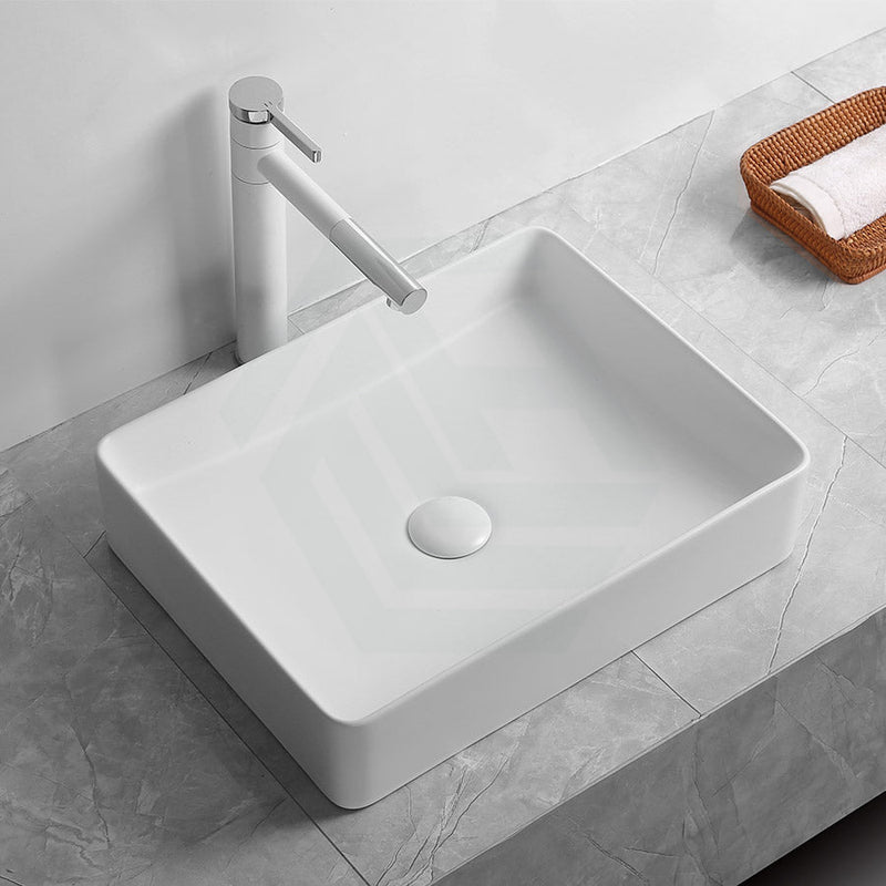 480X370X110Mm Ceramic Basin Above Counter Rectangle Matt White Basins