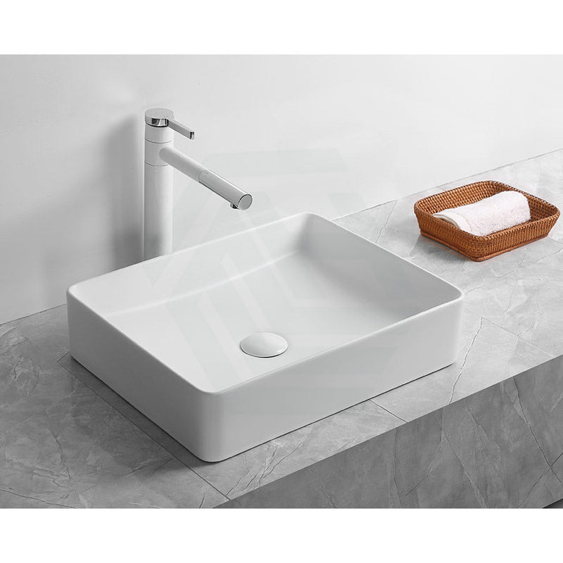 480X370X110Mm Ceramic Basin Above Counter Rectangle Matt White Basins