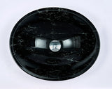 480X390X140Mm Gloss Black Double Layer Glass Oval Basin