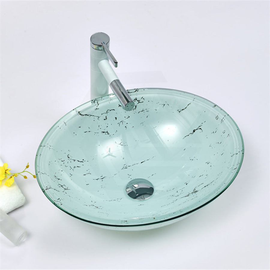 480X390X140Mm Tempered Glass Oval Basin Double Layer