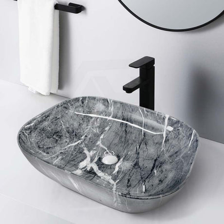 Above Counter Basin Ceramic Rectangle Dark Grey Marble