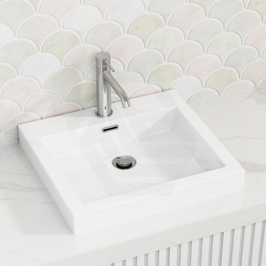 485X445X130Mm Inset Ceramic Basin Gloss White Rectangle Tap Hole Basins