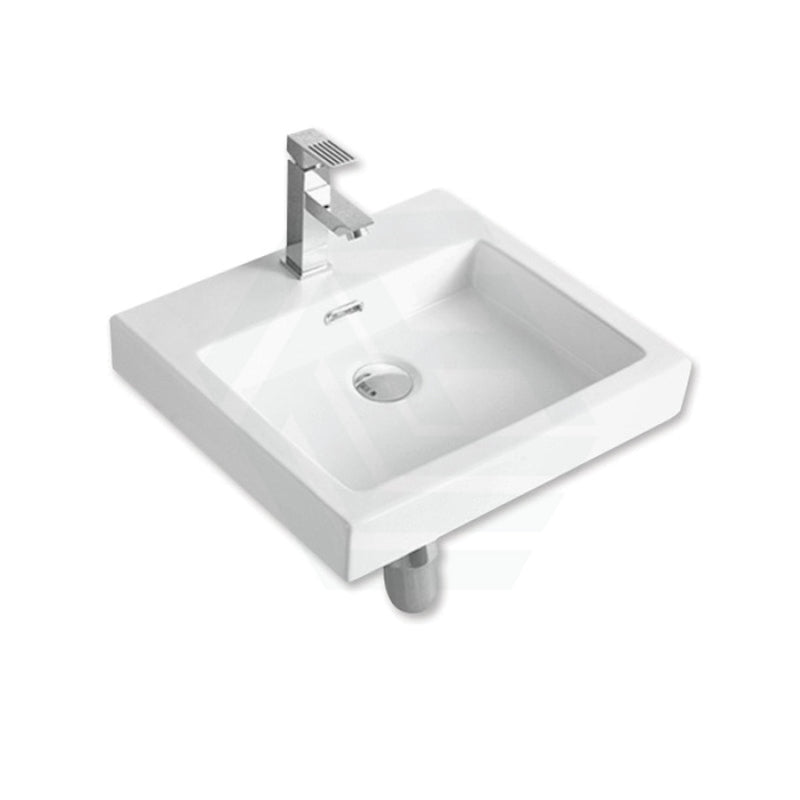 485X445X130Mm Inset Ceramic Basin Gloss White Rectangle Tap Hole