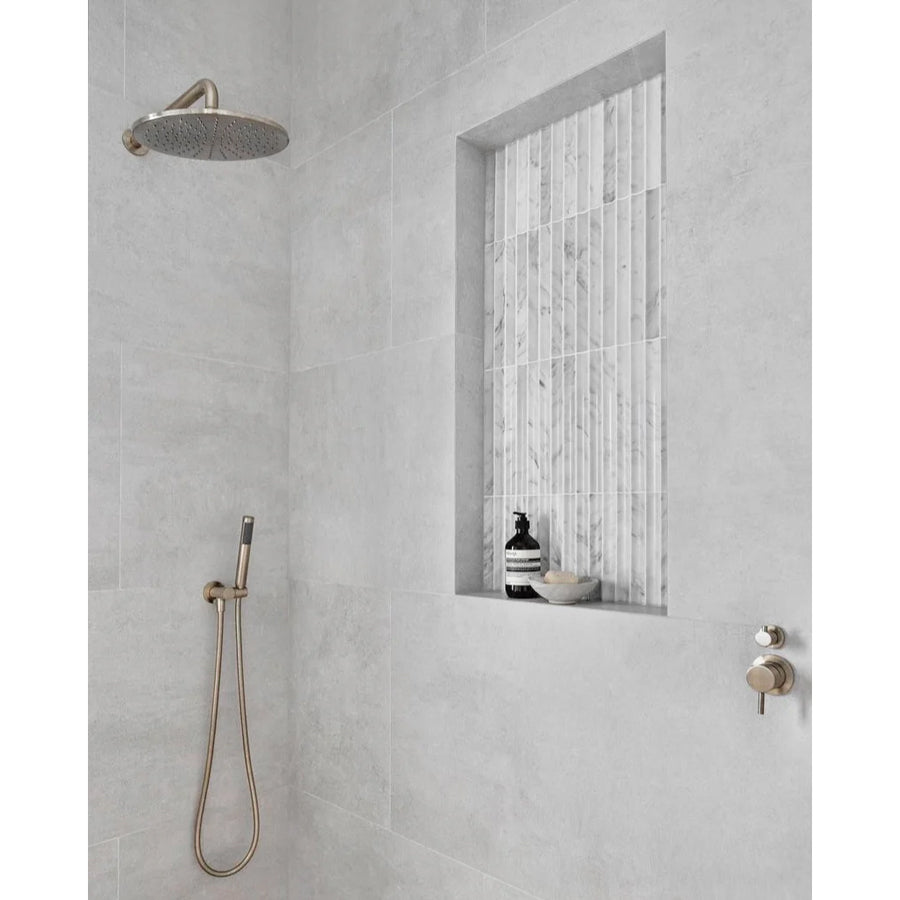 N#3(Nickel) Meir 400Mm Round Wall Mounted Shower Curved Arm Pvd Brushed Nickel Solid Brass Arms