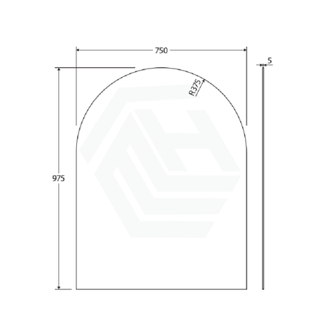 500/600/750/800mm Bathroom Mirror Pencil Edge Arch Wall Mounted