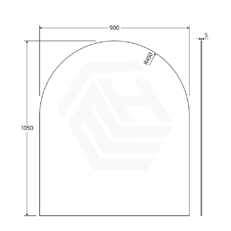 500/600/750/800mm Bathroom Mirror Pencil Edge Arch Wall Mounted