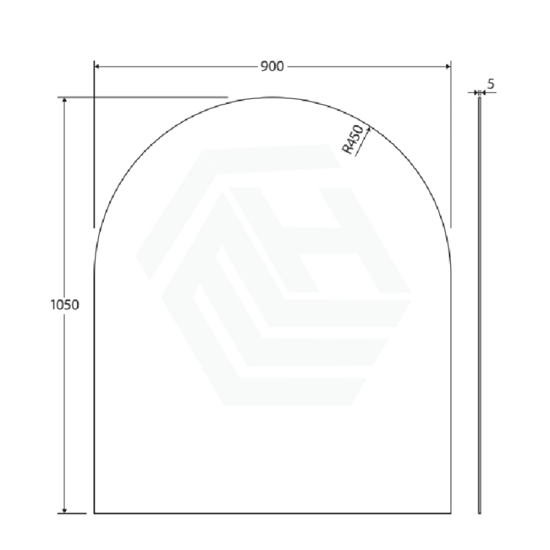 500/600/750/800mm Bathroom Mirror Pencil Edge Arch Wall Mounted