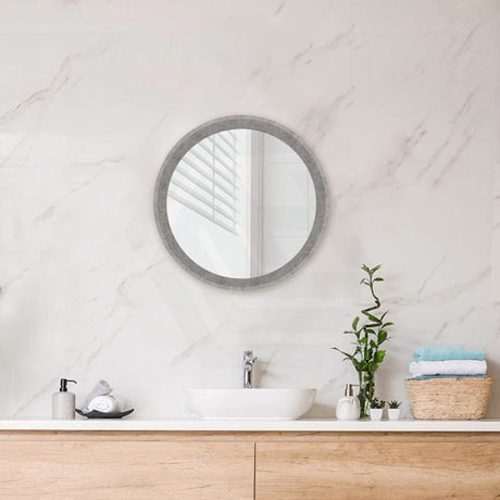 500Mm Bathroom Mirror Concrete Framed French Grey Round Wall Mounted Mirrors