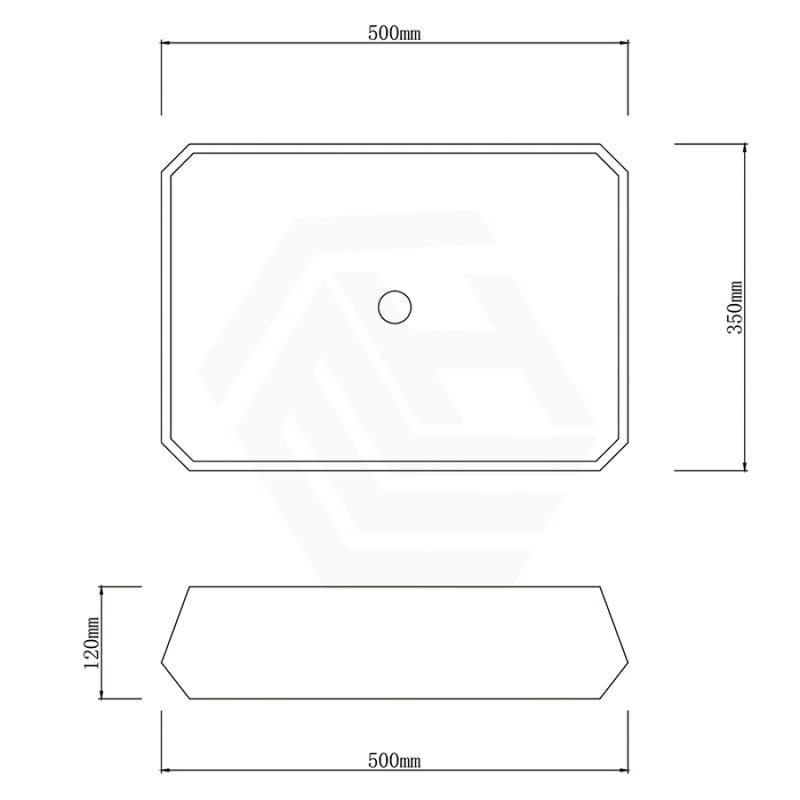 500Mm Rectangle Matte Grey Above Counter Concrete Basin Basins