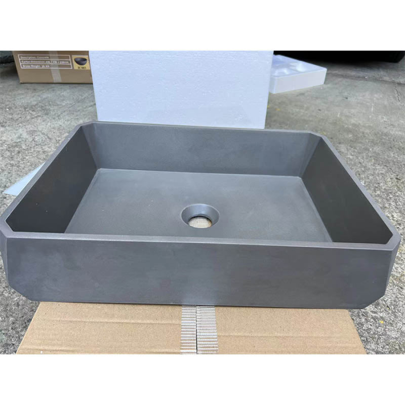 500Mm Rectangle Matte Grey Above Counter Concrete Basin Basins