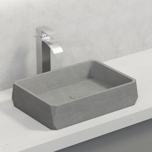 500Mm Rectangle Matte Grey Above Counter Concrete Basin Basins