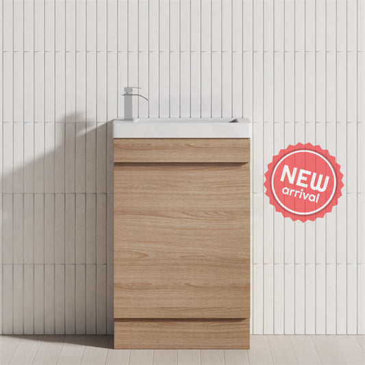500Mm Tasmanian Oak Freestanding Bathroom Vanity With Kickboard 1-Door Left Hinge Cabinet Only