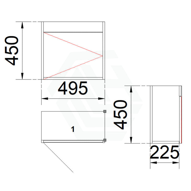 500Mm Wall Hung Bathroom Floating Vanity 1-Door Multi-Colour Cabinet Only Left Hinge Vanities