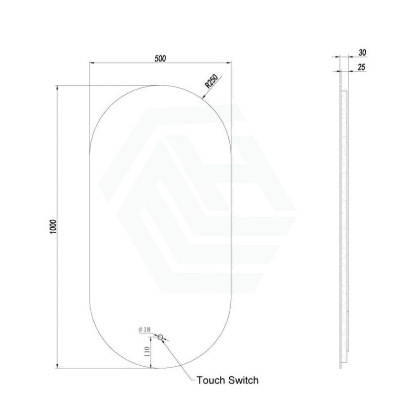 500X1000Mm Led Mirror Oval Backlighting Led Mirrors