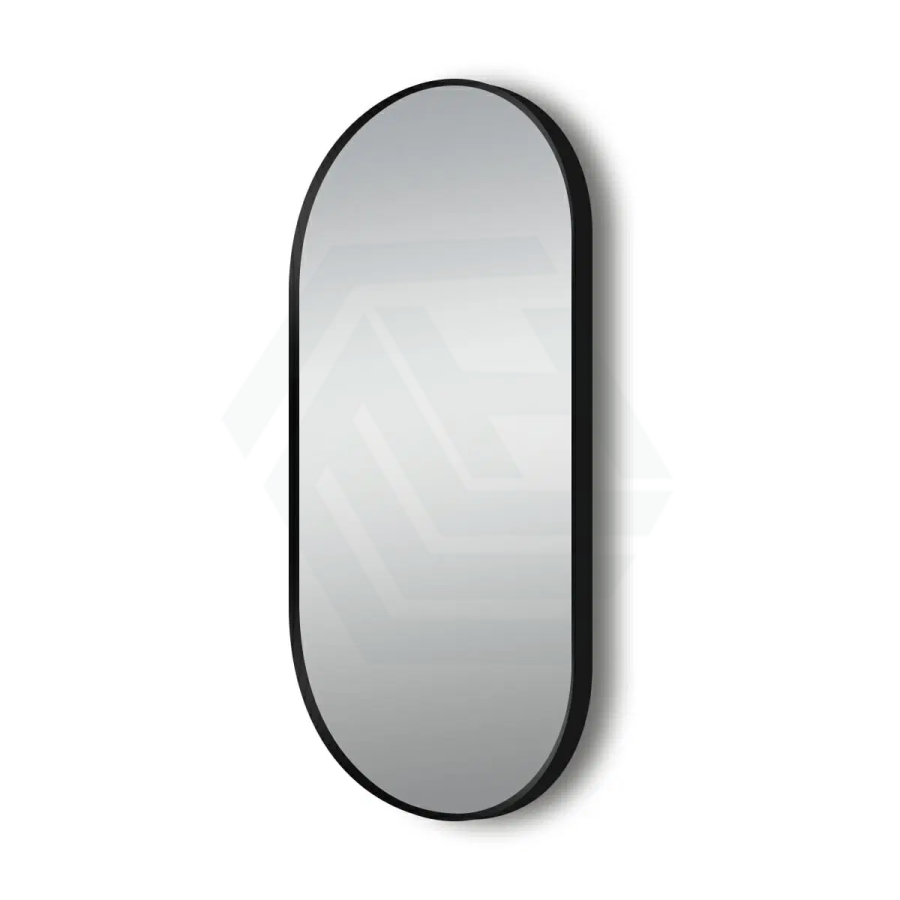 500X1000Mm Matt Brushed Black Aluminum Framed Oval Wall Mirror Mirrors