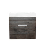 500X250X520Mm Wall Hung Bathroom Floating Vanity With Ceramic Top Dark Grey Wood Grain One Tap Hole