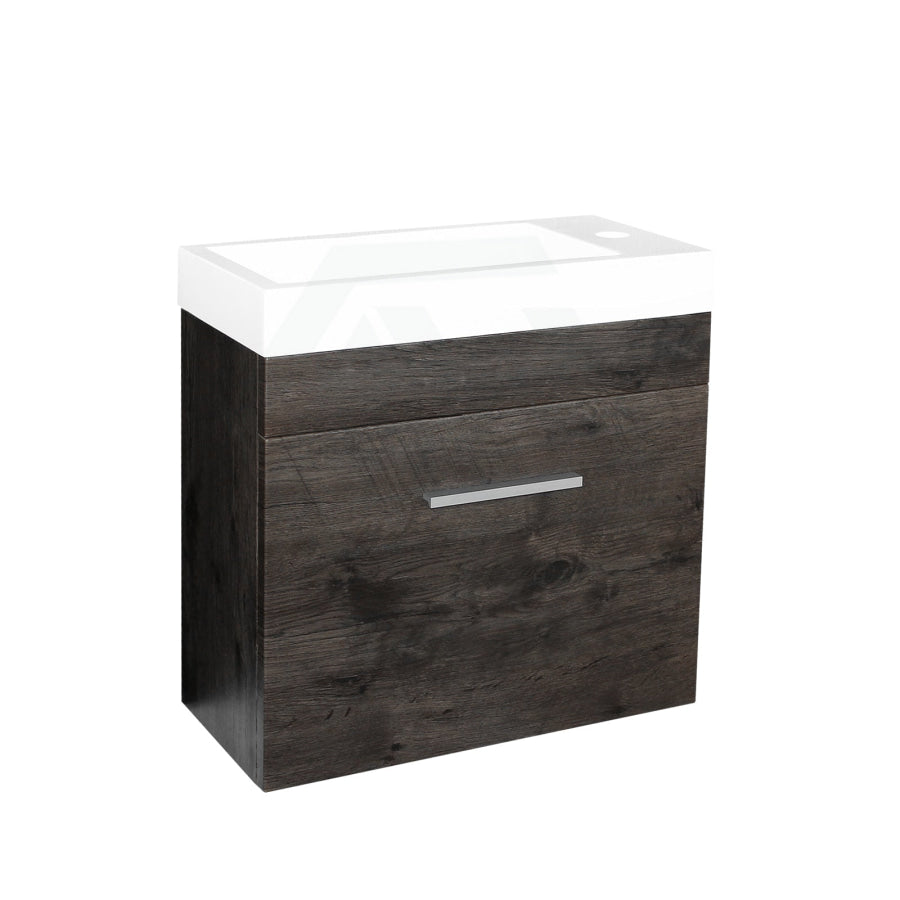 500X250X520Mm Wall Hung Bathroom Floating Vanity With Ceramic Top Dark Grey Wood Grain One Tap Hole