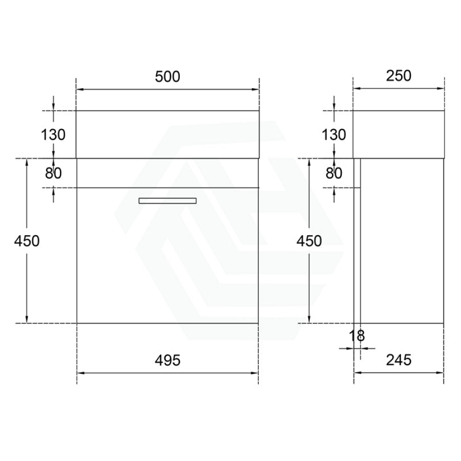 500X250X520Mm Wall Hung Bathroom Floating Vanity With Ceramic Top Dark Grey Wood Grain One Tap Hole