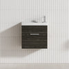 500X250X520Mm Wall Hung Bathroom Floating Vanity With Ceramic Top Dark Grey Wood Grain One Tap Hole