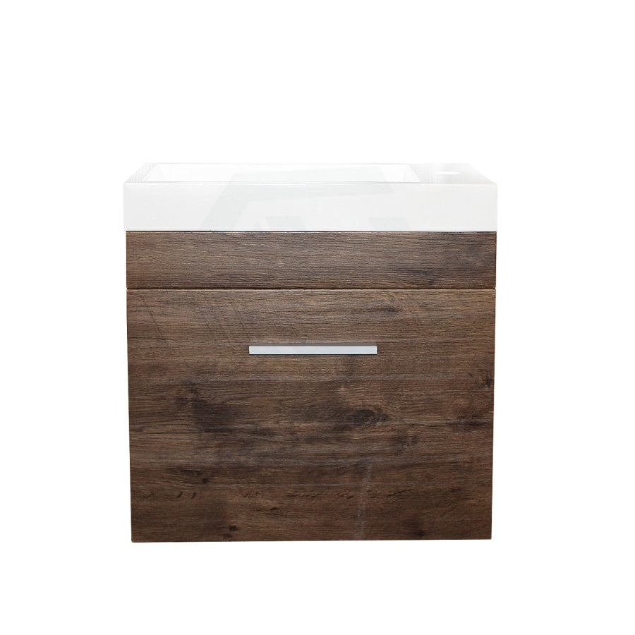 500X250X520Mm Wall Hung Bathroom Floating Vanity With Ceramic Top Dark Oak Wood Grain One Tap Hole