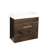 500X250X520Mm Wall Hung Bathroom Floating Vanity With Ceramic Top Dark Oak Wood Grain One Tap Hole