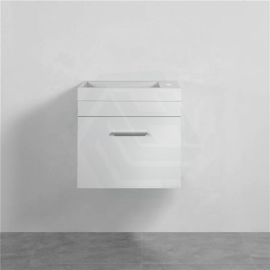 500X250X520Mm Wall Hung Bathroom Floating Vanity With Ceramic Top Matt White One Tap Hole Vanities