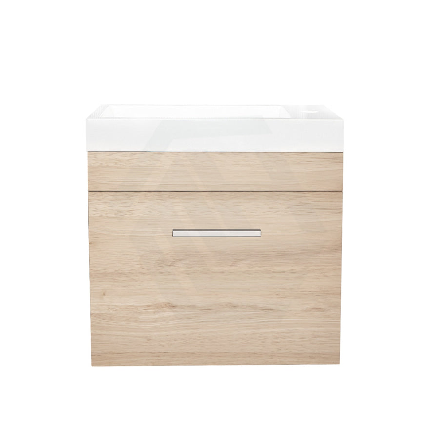 500X250X580Mm Wall Hung Bathroom Floating Vanity With Ceramic Top White Oak Wood Grain One Tap Hole