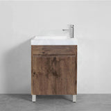 500X250X940Mm Bathroom Vanity Dark Oak Cabinet Ceramic Top Freestanding Pvc Filmed Floor Mini Narrow