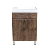 500X250X940Mm Bathroom Vanity Dark Oak Cabinet Ceramic Top Freestanding Pvc Filmed Floor Mini Narrow