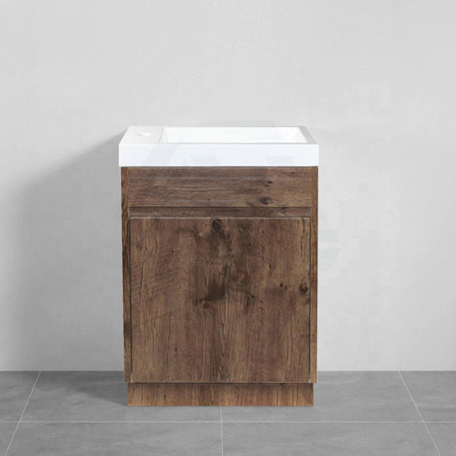 500mm Mini Vanity Cabinet Ceramic Top Kickboard Dark Oak Wood Grain