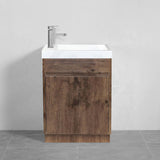 500X250X940Mm Mini Bathroom Vanity Dark Oak Wood Grain Cabinet Ceramic Top Kickboard Freestanding