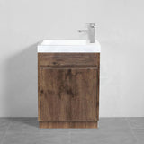 500X250X940Mm Mini Bathroom Vanity Dark Oak Wood Grain Cabinet Ceramic Top Kickboard Freestanding