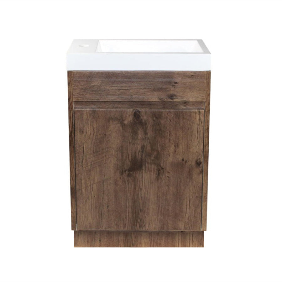 500X250X940Mm Mini Bathroom Vanity Dark Oak Wood Grain Cabinet Ceramic Top Kickboard Freestanding