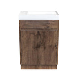 500X250X940Mm Mini Bathroom Vanity Dark Oak Wood Grain Cabinet Ceramic Top Kickboard Freestanding