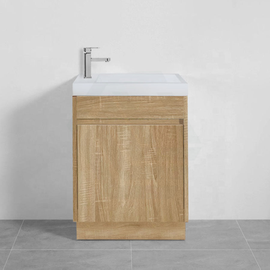 500X250X940Mm Mini Bathroom Vanity White Oak Wood Grain Cabinet Ceramic Top Kickboard Freestanding