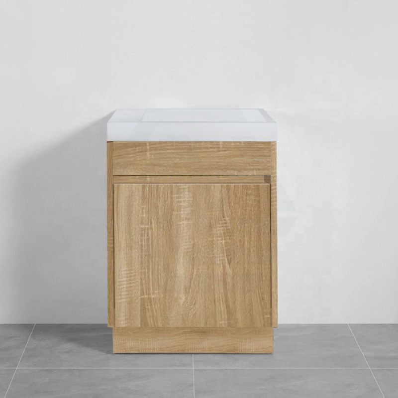 500mm Mini Vanity Cabinet Ceramic Top Kickboard White Oak Wood Grain